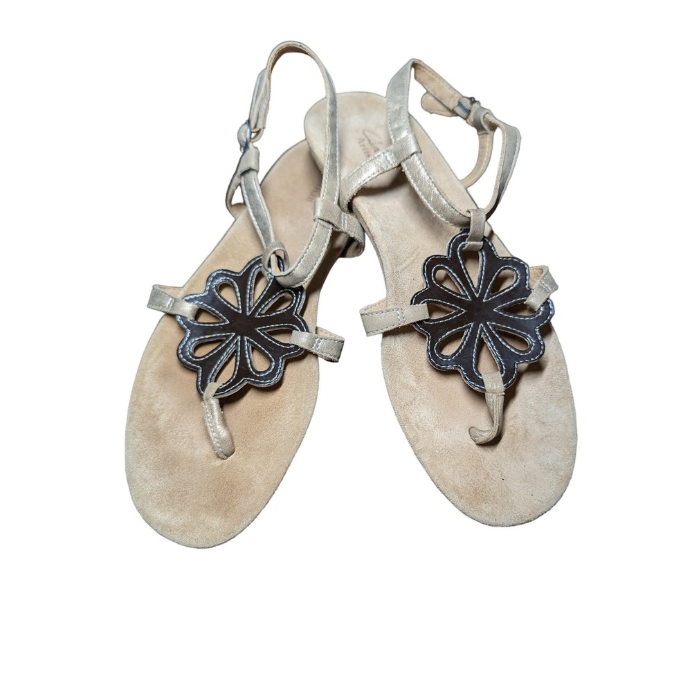 CLARKS Tan Leather Thong Slingback Sandals Womens Size 7M